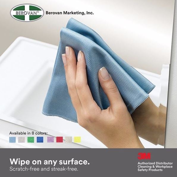 Wipe on any surface the 3M™ Microfiber Wipes, lifting and scooping dirt particle…