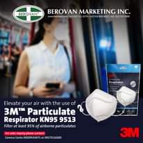 3M™ Particulate Respirator KN95 9513
 Visit our nearest store or visit us at 
 For Inquiries: Berova…